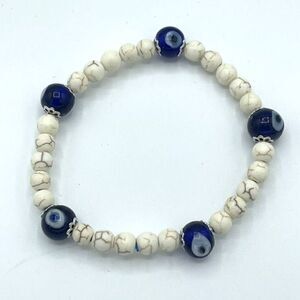 Crystal beaded stretch bracelet ONE NEW evil eye reiki meditation yoga